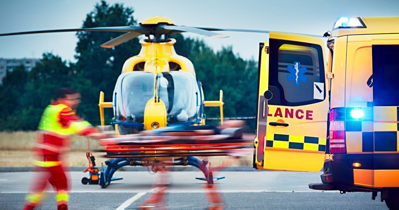 Ambulance and helicopter.