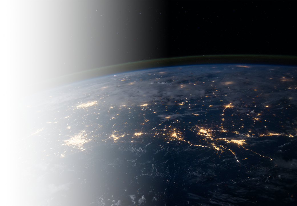 Earth lit up, from space